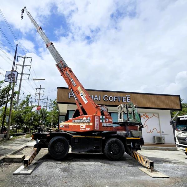 เช่ารถเครน 10 ตัน 4 ล้อ ย้ายป้ายร้านกาแฟ